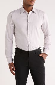 Nordstrom Trim Fit Microcheck Premium Non Iron Cotton Button-Up Shirt