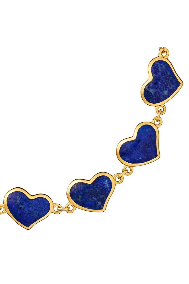 All Around Heart Bracelet Set In 18K Gold Overlay Sterling Silver, Alternate, color, BLUE