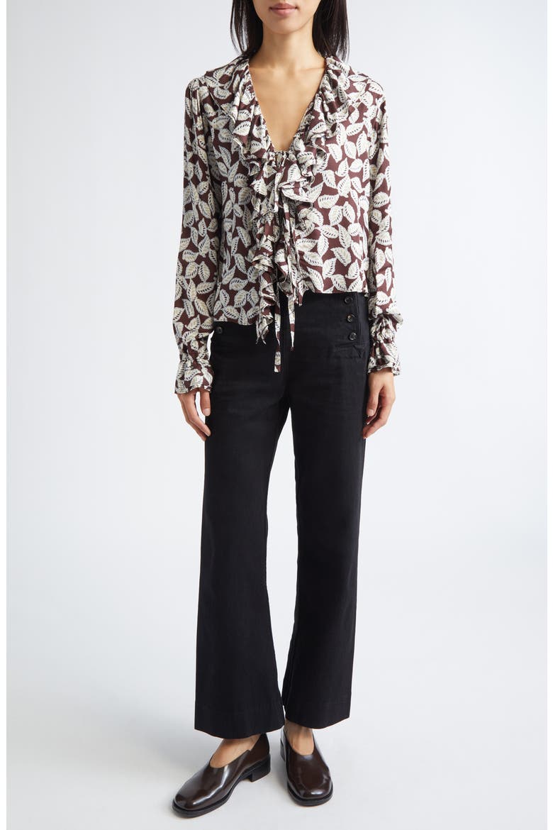 Denim Sailor Trousers, Alternate, color, BLACK