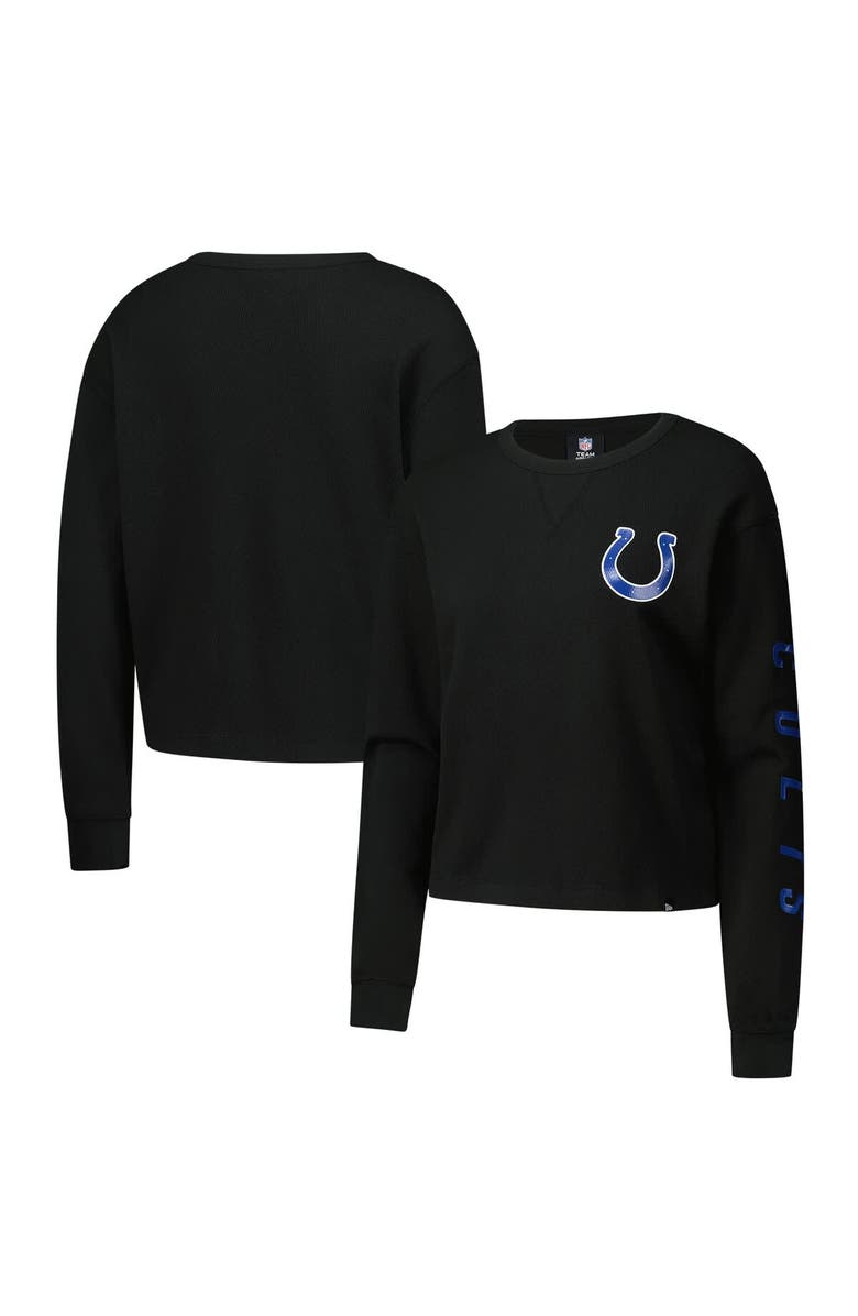 New Era Women's New Era Black Indianapolis Colts Sport Night Thermal Long Sleeve Cropped T-Shirt, Main, color, Black