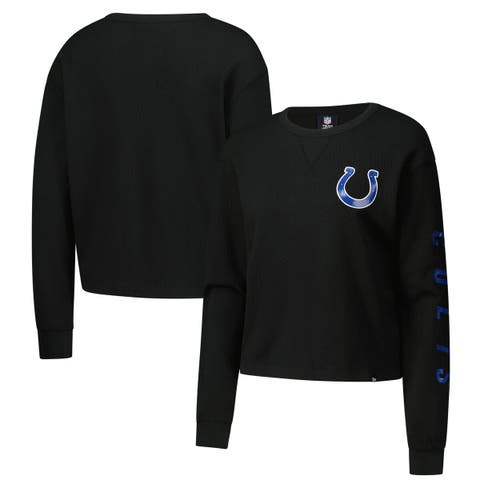 Women's New Era Black Indianapolis Colts Sport Night Thermal Long Sleeve Cropped T-Shirt