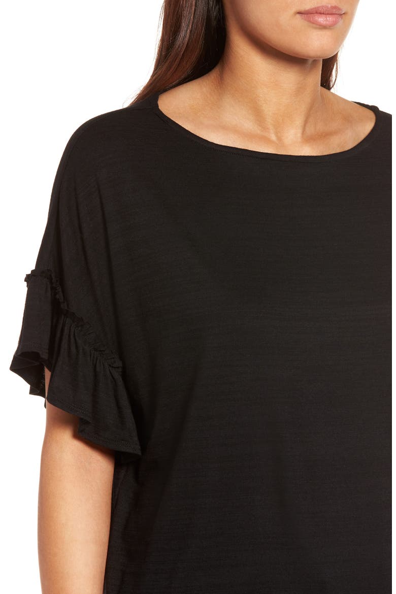 DROP RUFFLE SLEEVE TOP, Alternate, color, BLACK