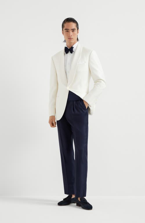 Brunello Cucinelli Tuxedo Trousers With Pleats In Navy Blue