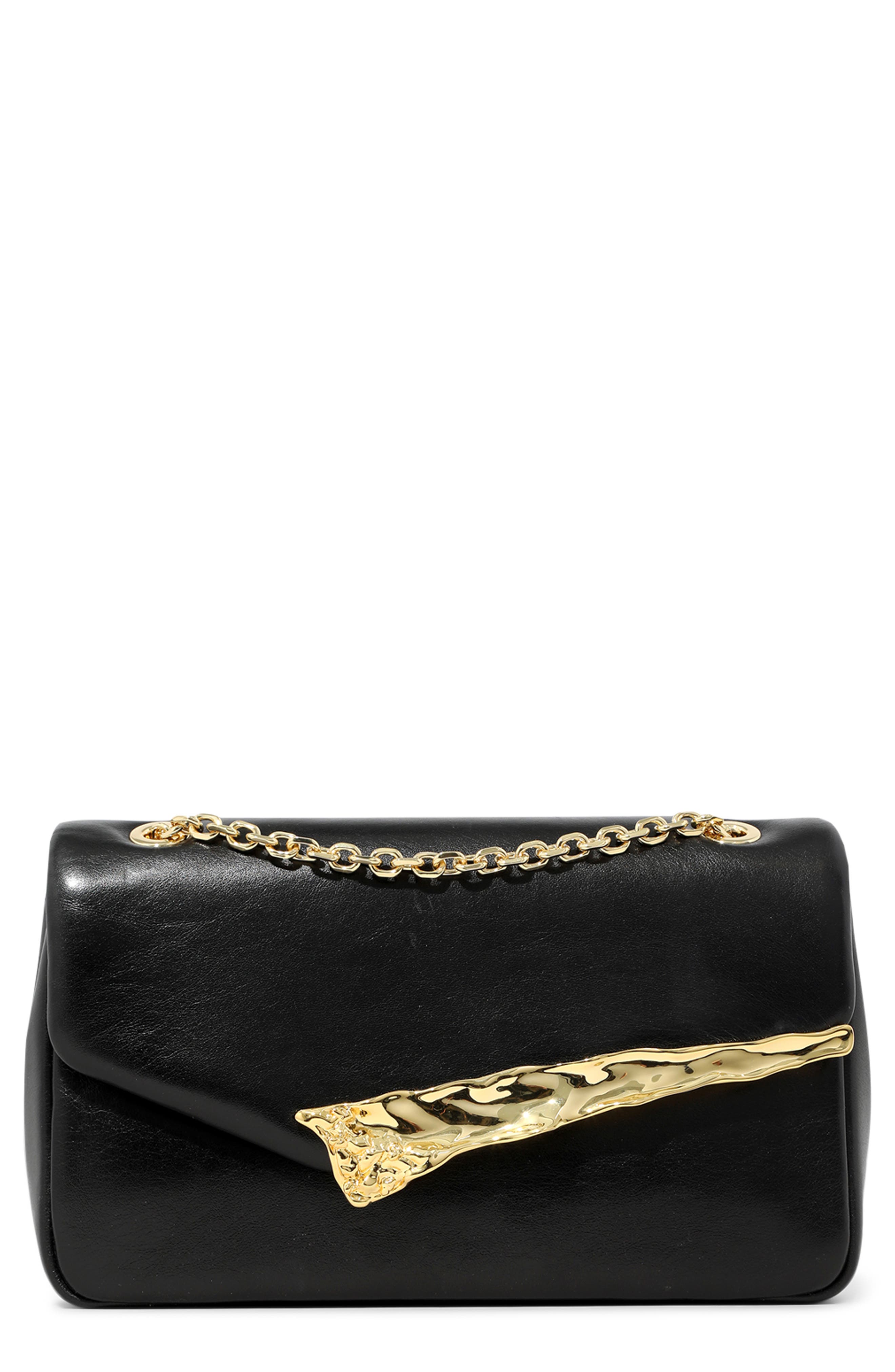 Alexis Bittar The Angular Leather Shoulder Bag, Main, color, Black