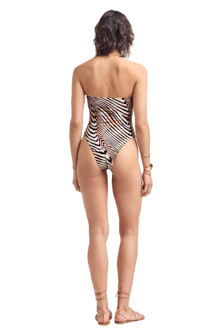 Classic Bandeau One-Piece Swimsuit, Alternate, color, SHELL STRIPE