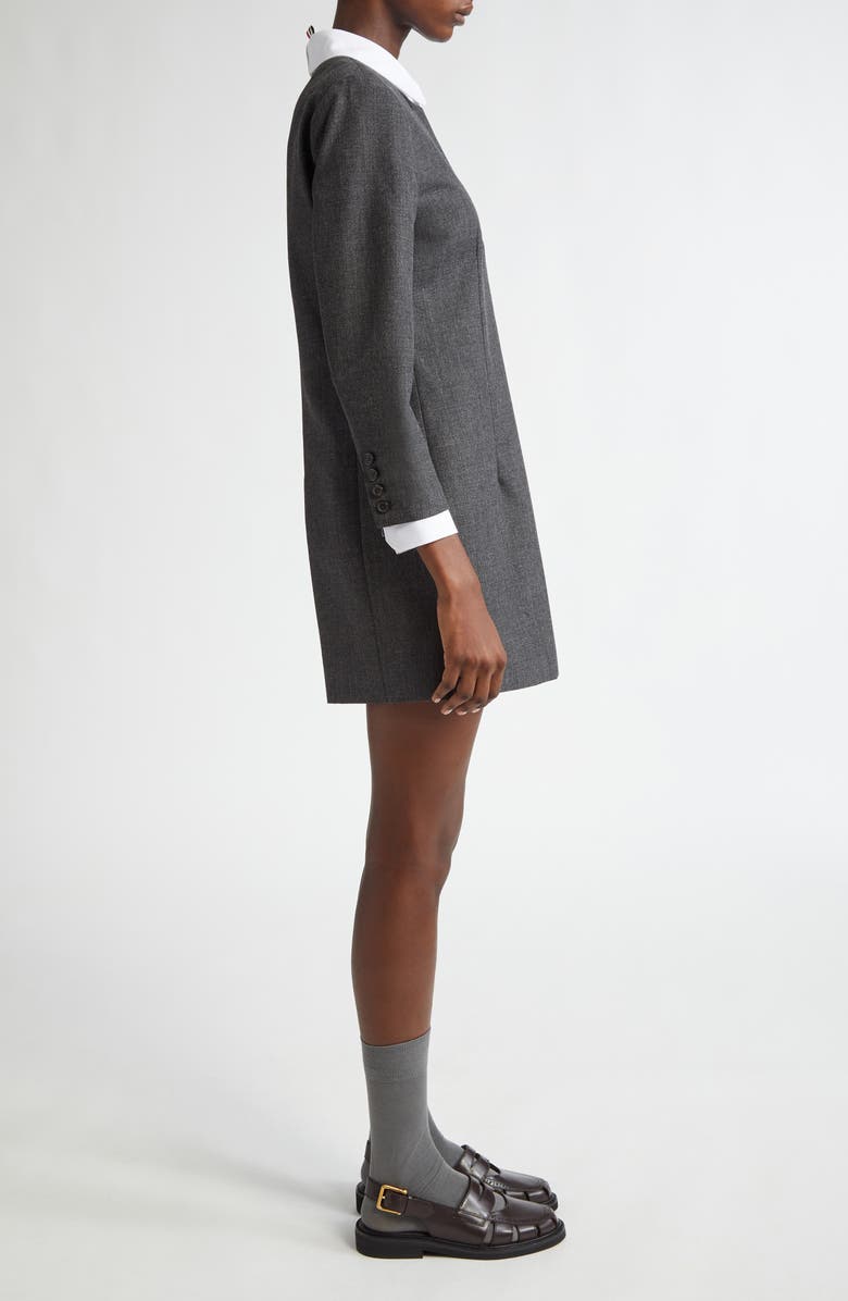 Thom Browne Wool & Cotton Mixed Media Minidress, Alternate, color, Dark Grey