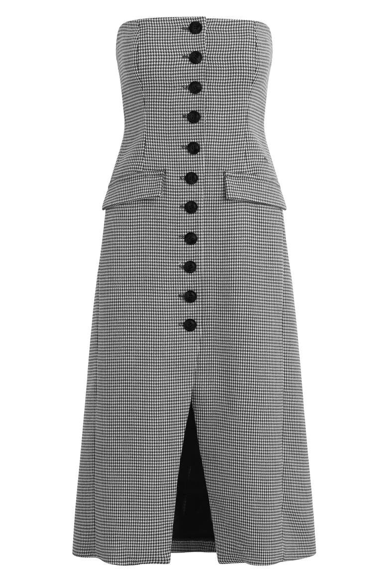 The Phoebe Strapless Midi Dress, Alternate, color, MICRO BW HOUNDSTOOTH