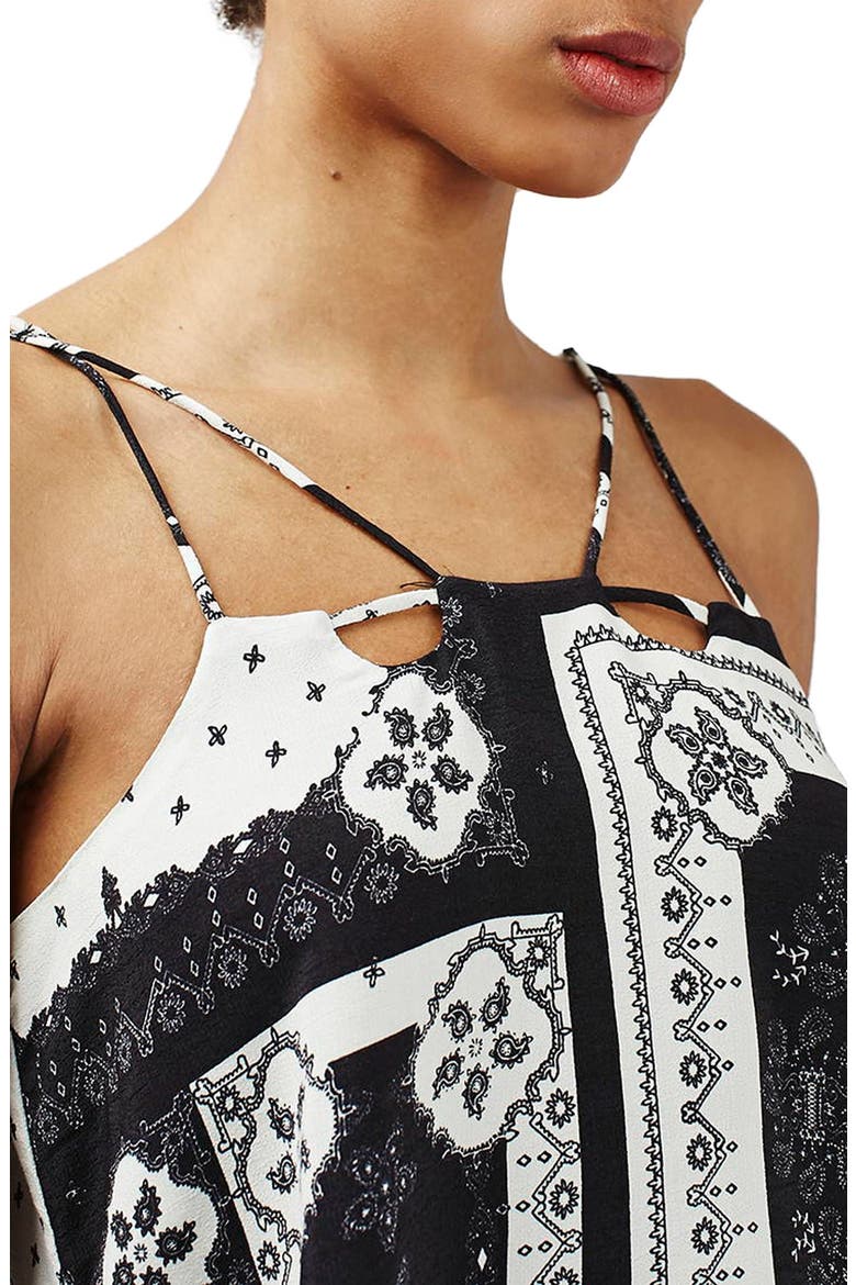 Bandana Print Strappy Crop Camisole, Alternate, color, BLACK MULTI