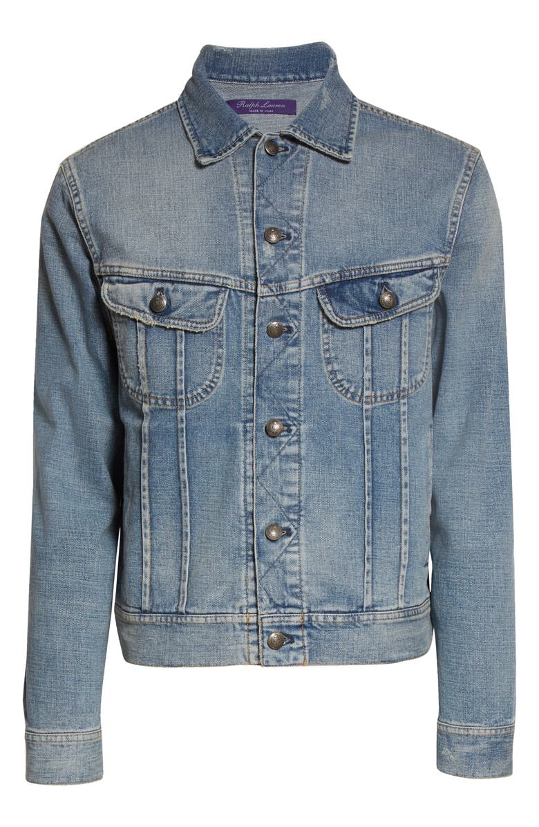 Ralph Lauren Purple Label Distressed Denim Jacket, Alternate, color,