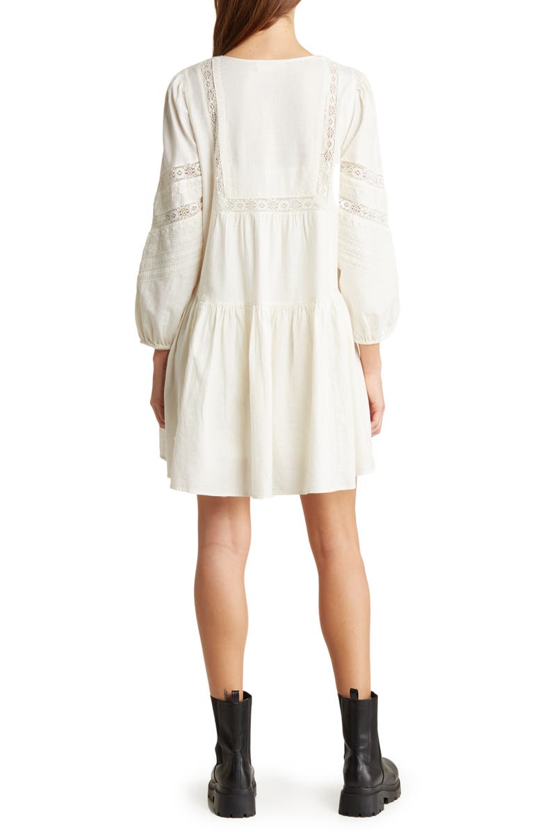 Lucky Brand Long Sleeve Lace Inset Minidress, Alternate, color, 