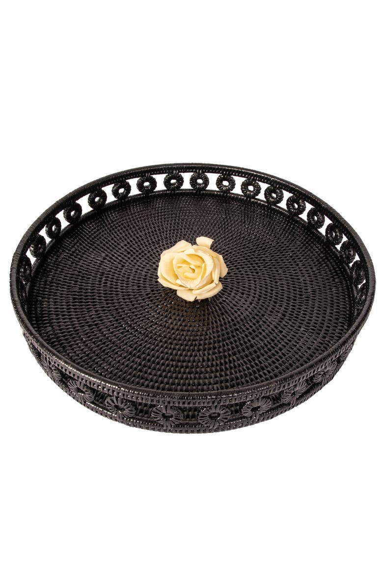 Artifacts Trading Company<sup>™</sup> Artifacts Rattan Inna Design Round Tray, Alternate, color, Tudor Black