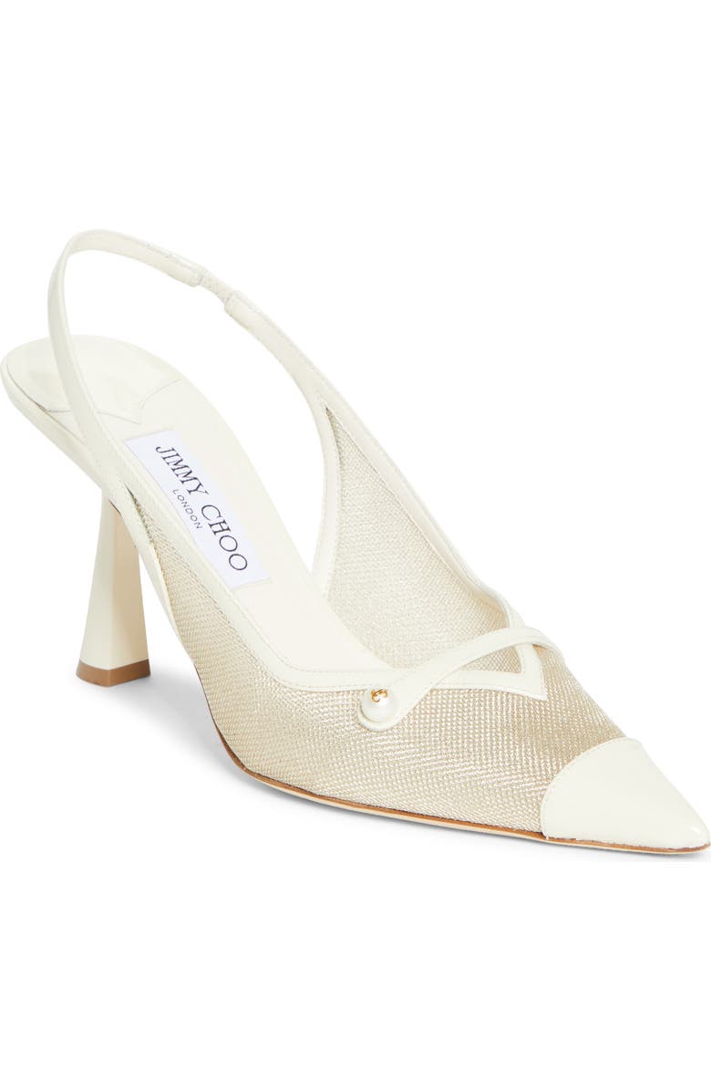 Jimmy Choo Amita Pointed Cap Toe Slingback Pump, Main, color, Latte/ Champagne