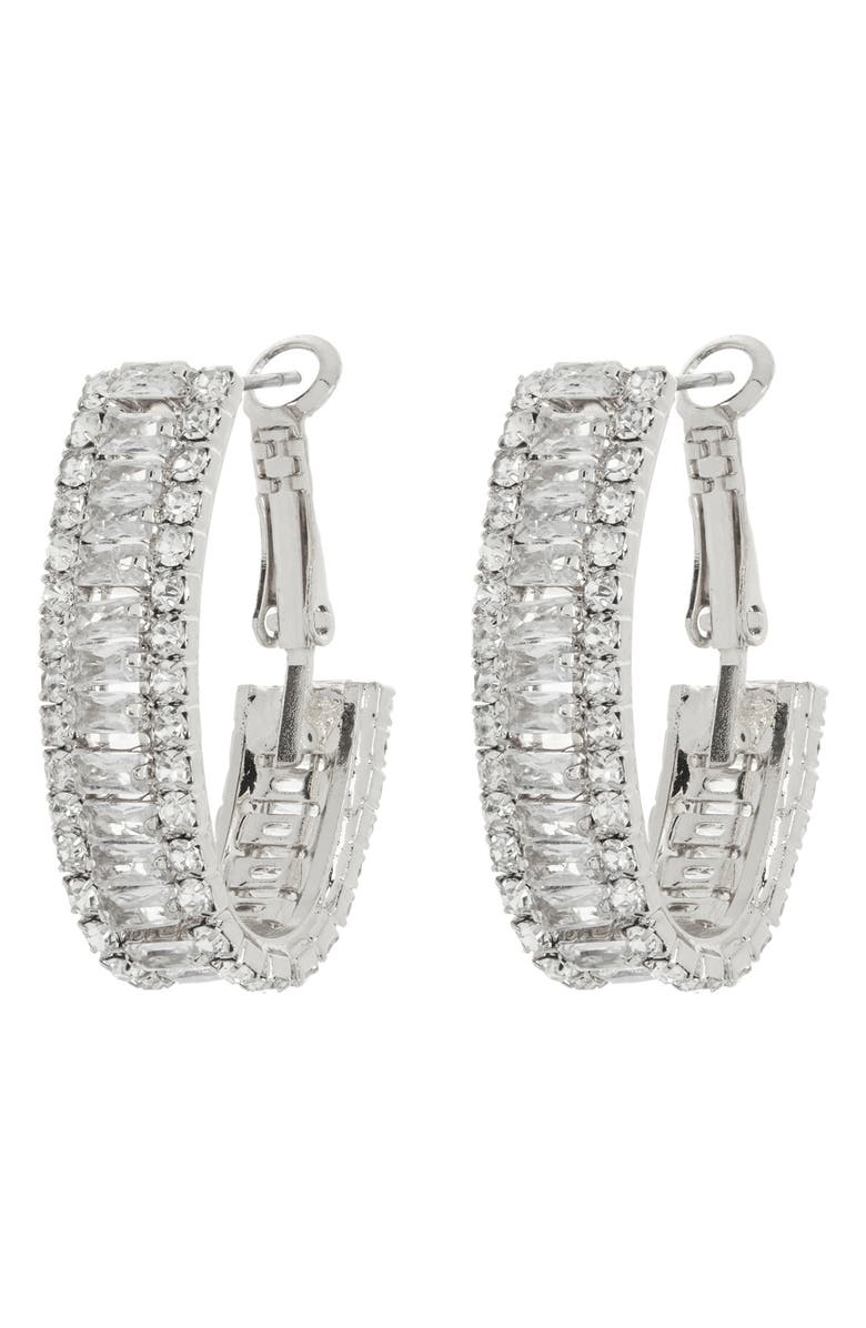 Tasha CZ Hoop Earrings, Main, color, Silver