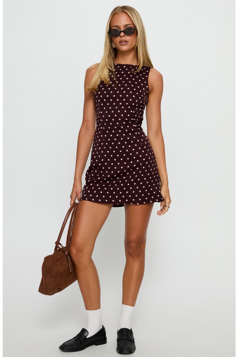 Kherin Polka Dot Skirted Romper, Alternate, color, WINE POLKA