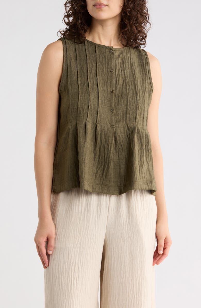 MAX STUDIO Pintuck Crinkle Sleeveless Top, Main, color, Heather Sage