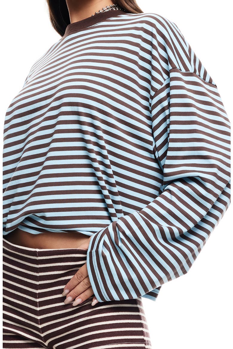 Bloom Stripe Top, Alternate, color, CHOCOLATE SEA STRIPE
