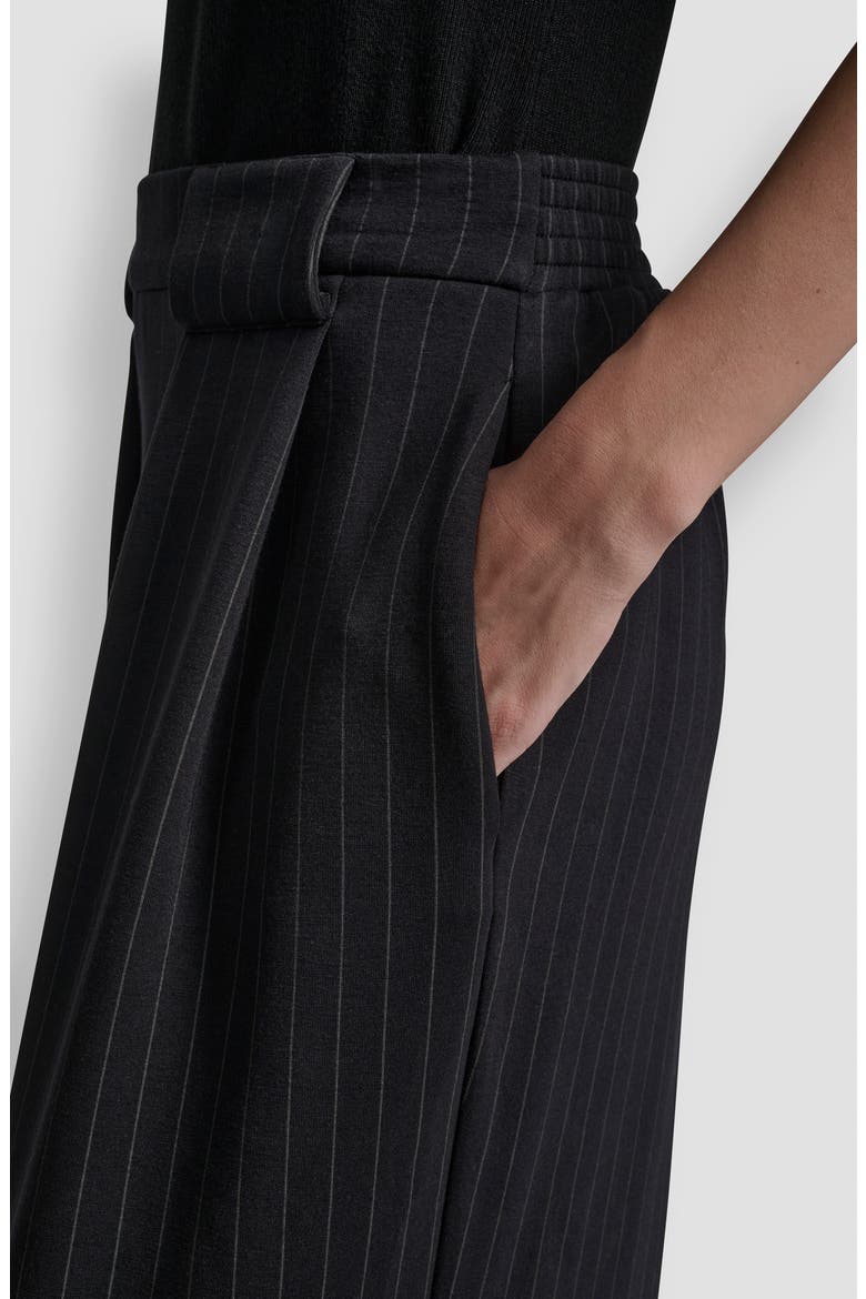 Pinstripe Pleat Front Wide Leg Pants, Alternate, color, BLACK PINSTRIPE