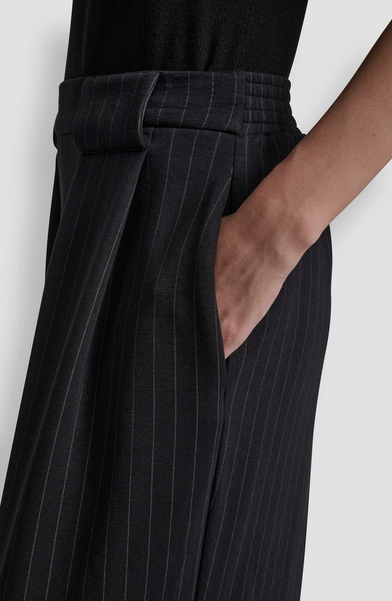 DKNY Pinstripe Pleat Front Wide Leg Pants, Alternate, color, Black Pinstripe