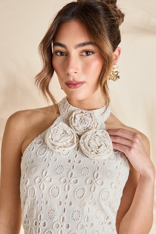 Coast Broderie Embellished Fringe Halter Dress In White