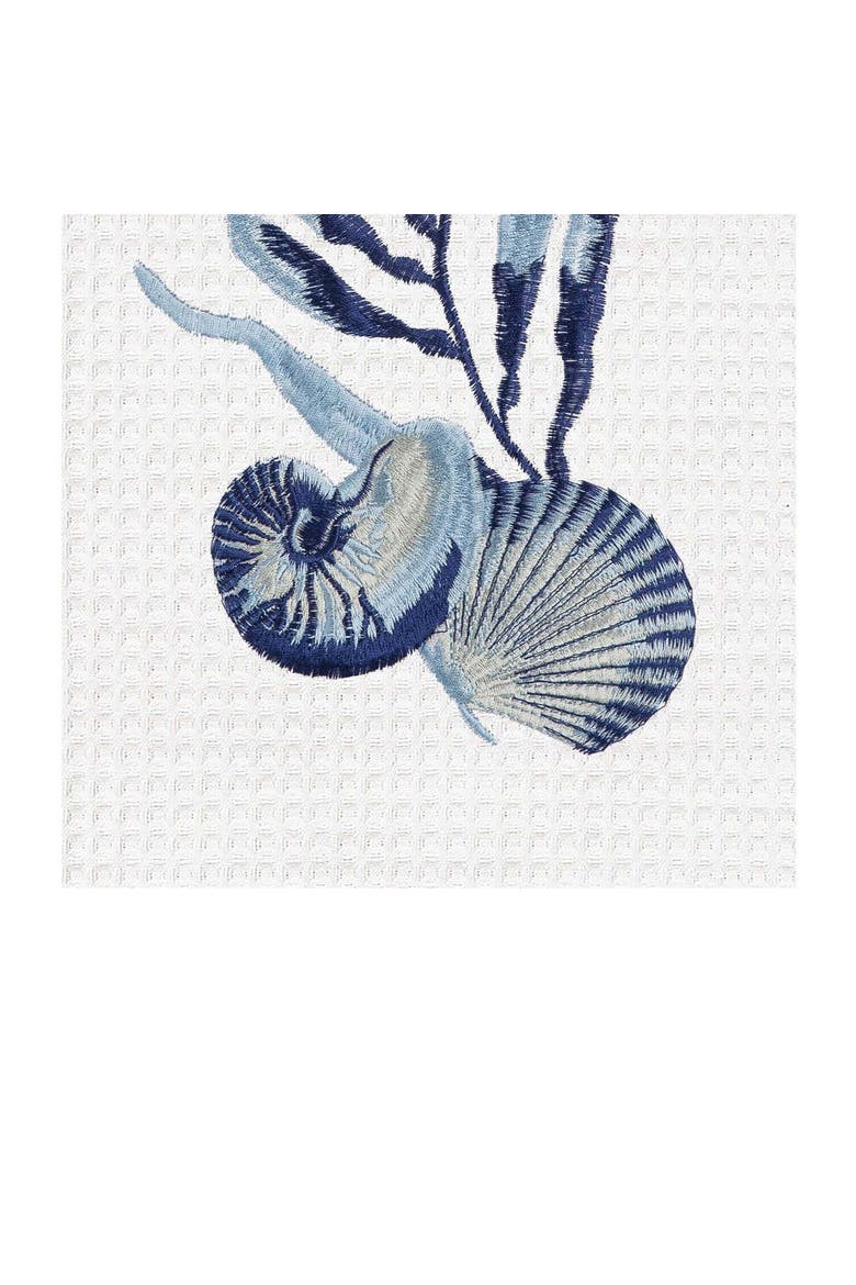 Midnight Lagoon Shells Cotton Kitchen, Alternate, color, Blue