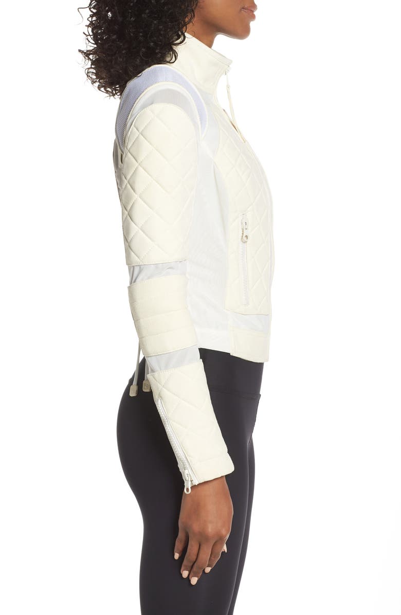 Blanc Noir Suede & Mesh Moto Jacket, Alternate, color, 