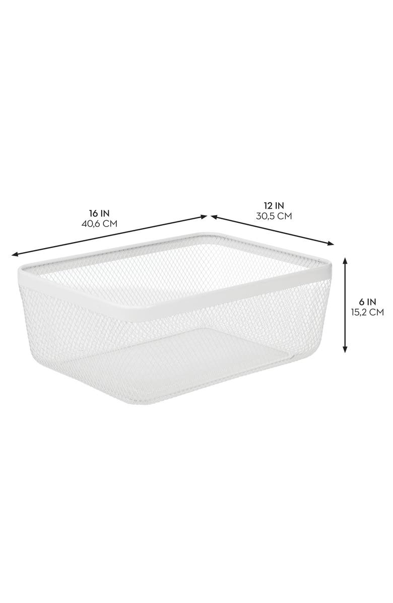 mDesign Metal Mesh Pantry Basket for Kitchen Storage - Set of 2 - White, Alternate, color, White