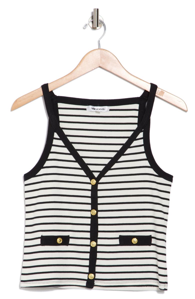 Vigoss Stripe Button Front Tank, Alternate, color, 