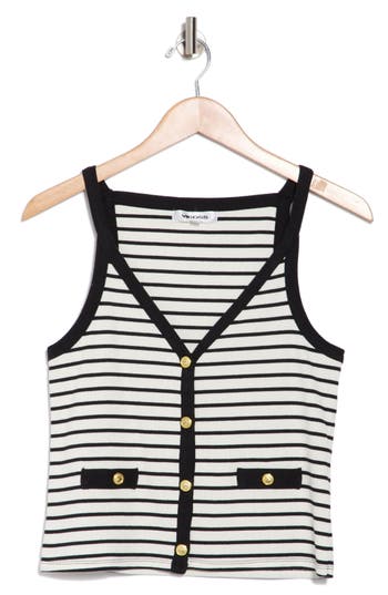 Vigoss Stripe Button Front Tank