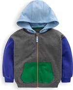 Mini Boden Kids' Colorblock Cotton Zip-Up Hoodie