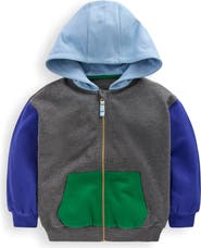 Mini Boden Kids' Colorblock Cotton Zip-Up Hoodie
