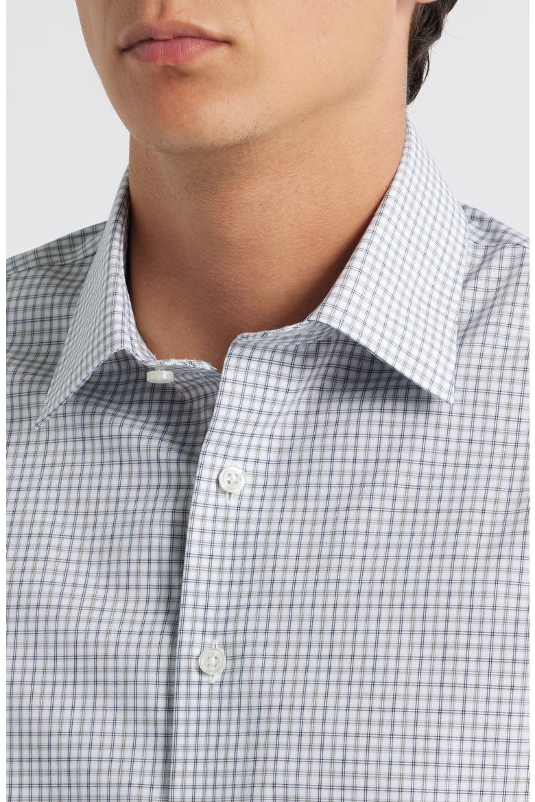 Extra Trim Fit Check Non Iron Cotton Dress Shirt, Alternate, color, OLIVE- BLUE OLIVER PLAID