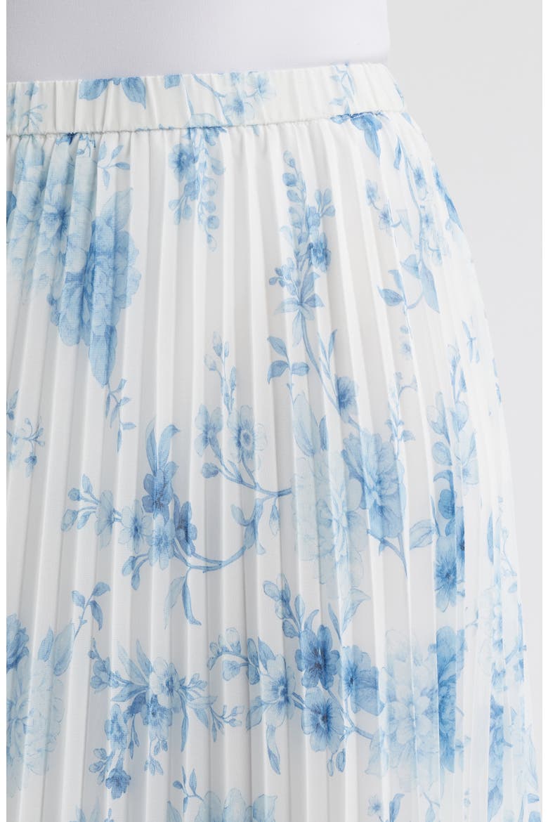 Pleated Midi Skirt, Alternate, color, CRISP WHITE/BLUE