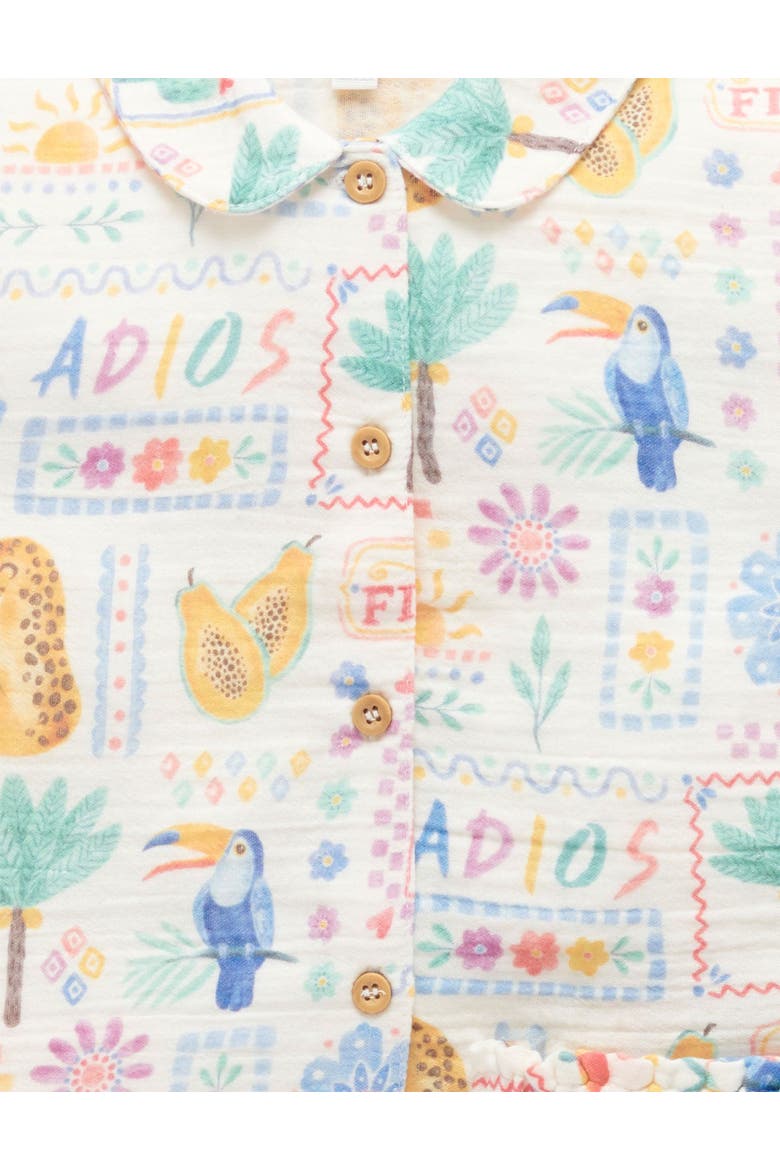 Postcard Button Up Top & Short Set, Alternate, color, Postcard Print