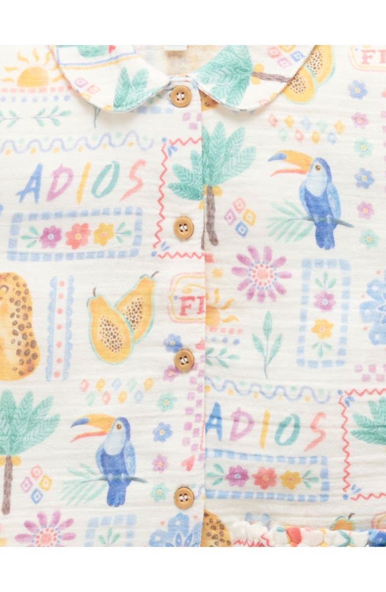 Purebaby Postcard Button Up Top & Short Set, Alternate, color, Postcard Print