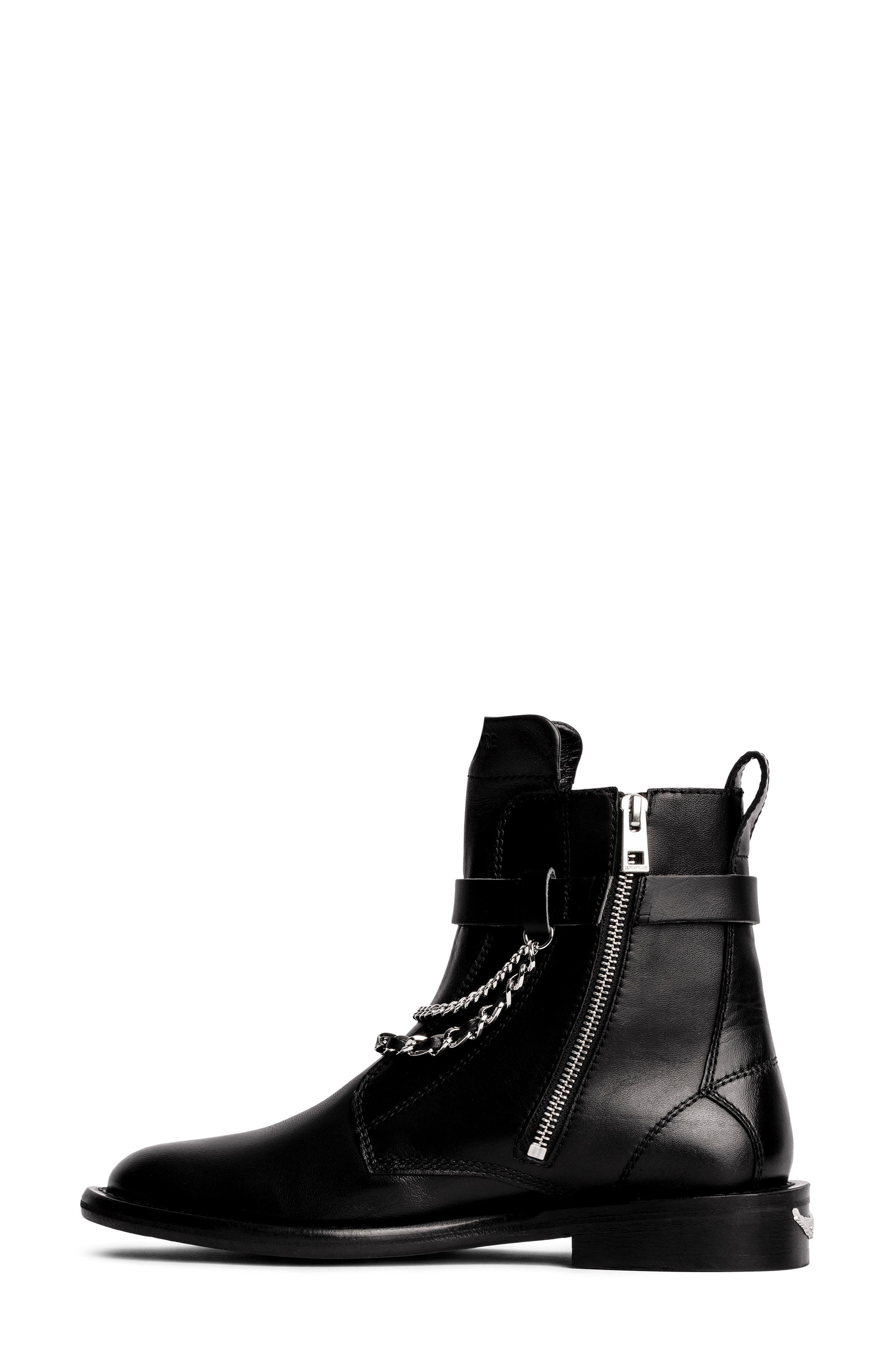 Zadig & Voltaire Laureen Zip Boot, Alternate, color, Noir