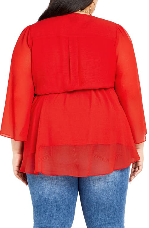 City Chic Ainsley Tie Waist Top In Red
