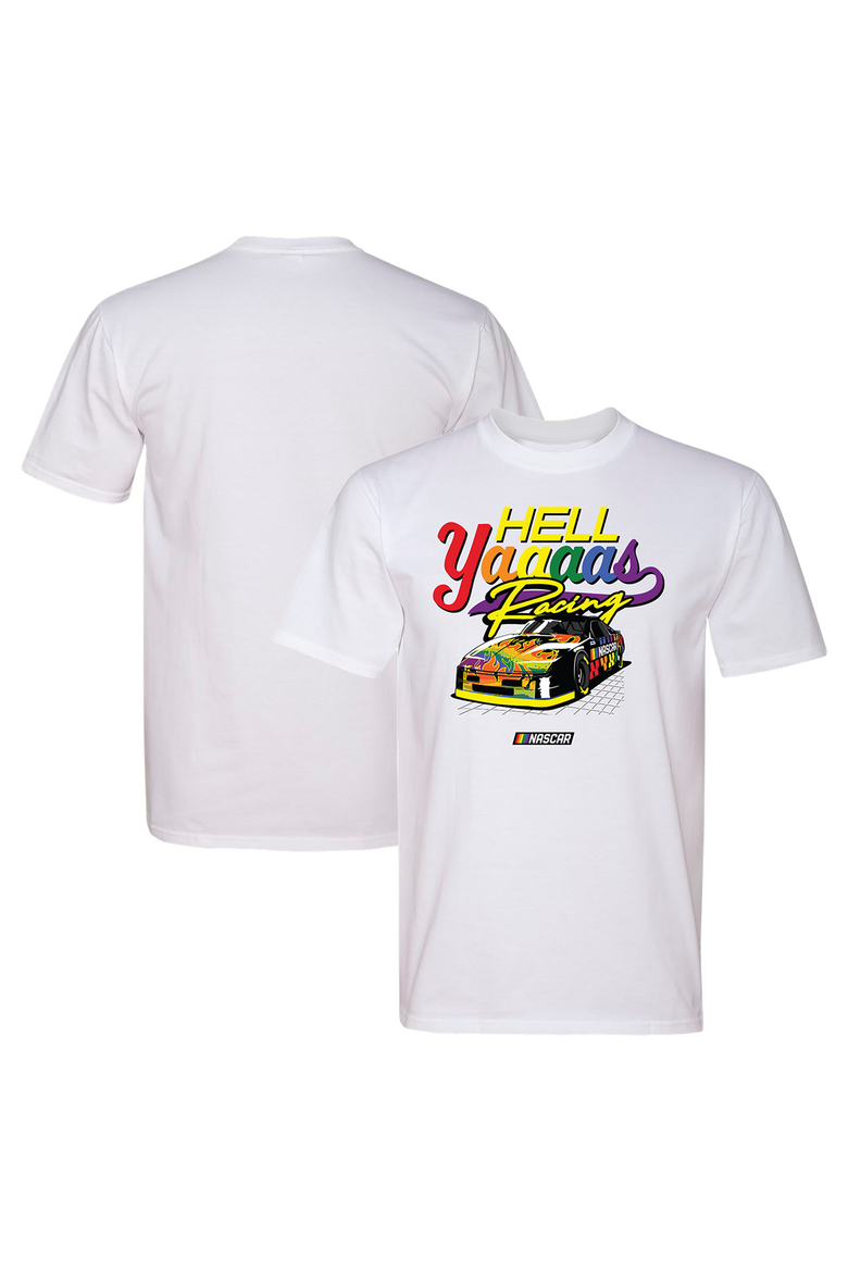 Men's Classic Ink White NASCAR Hell Yaaaas Racing Pride T-Shirt, Main, color, White