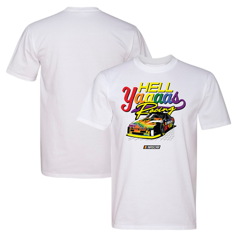 Men's Classic Ink White NASCAR Hell Yaaaas Racing Pride T-Shirt