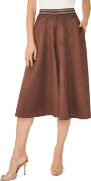 Halogen® Faux Suede Wide Leg Culotte Pants