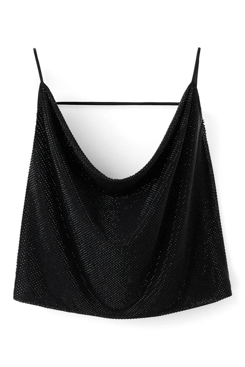 x Kaia Gerber Drape Crystal Halter Top, Main, color, BLACK