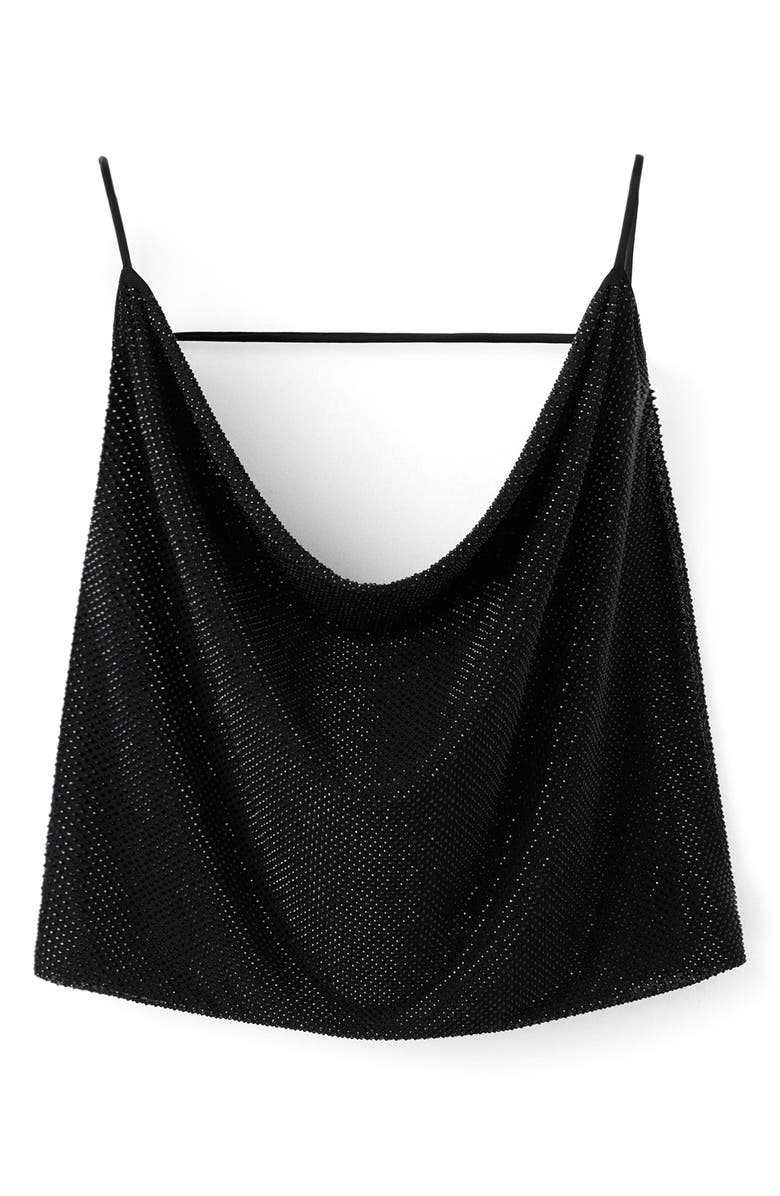 MANGO x Kaia Gerber Drape Crystal Halter Top, Main, color, Black