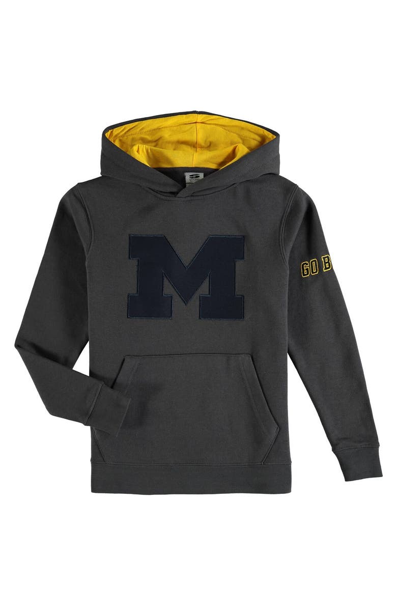 STADIUM ATHLETIC Youth Stadium Athletic Charcoal Michigan Wolverines Big Logo Pullover Hoodie, Main, color, Charcoal