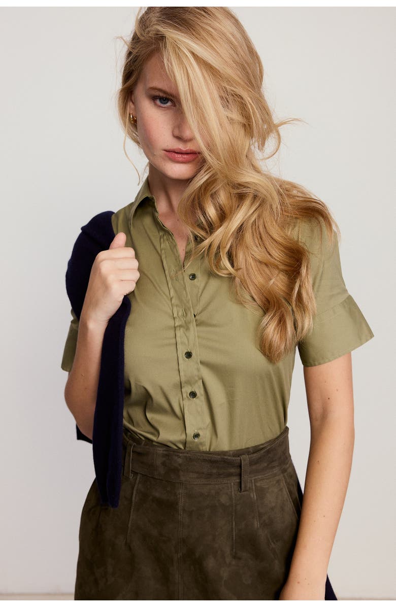 The Shirt by Rochelle Behrens The Short Sleeve Shirt, Main, color, Olive