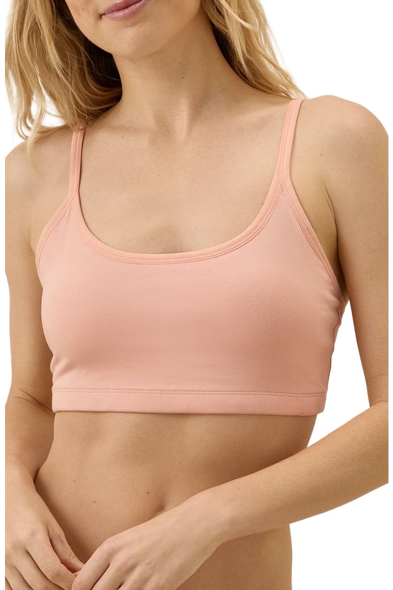 Organic Cotton Everyday Strappy Scoop Bralette, Alternate, color, Peach