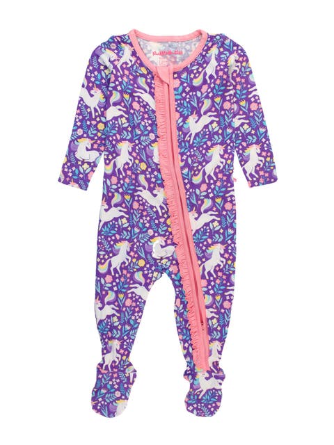 SoftSnooze Baby Girls Ruffle One Piece Footie Pajamas