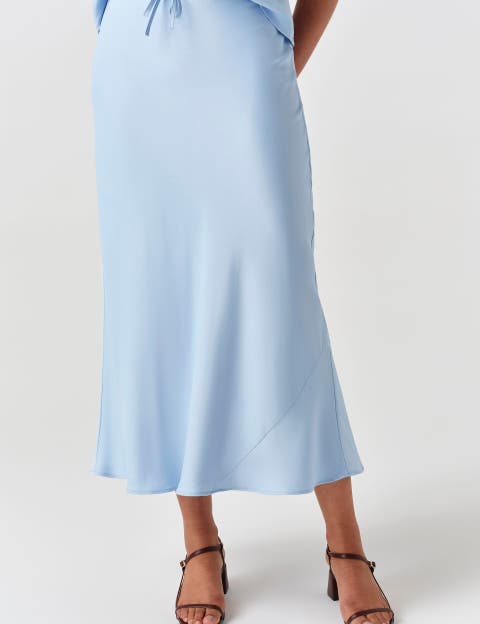 Dahlia Picot Trim Satin Midi Skirt