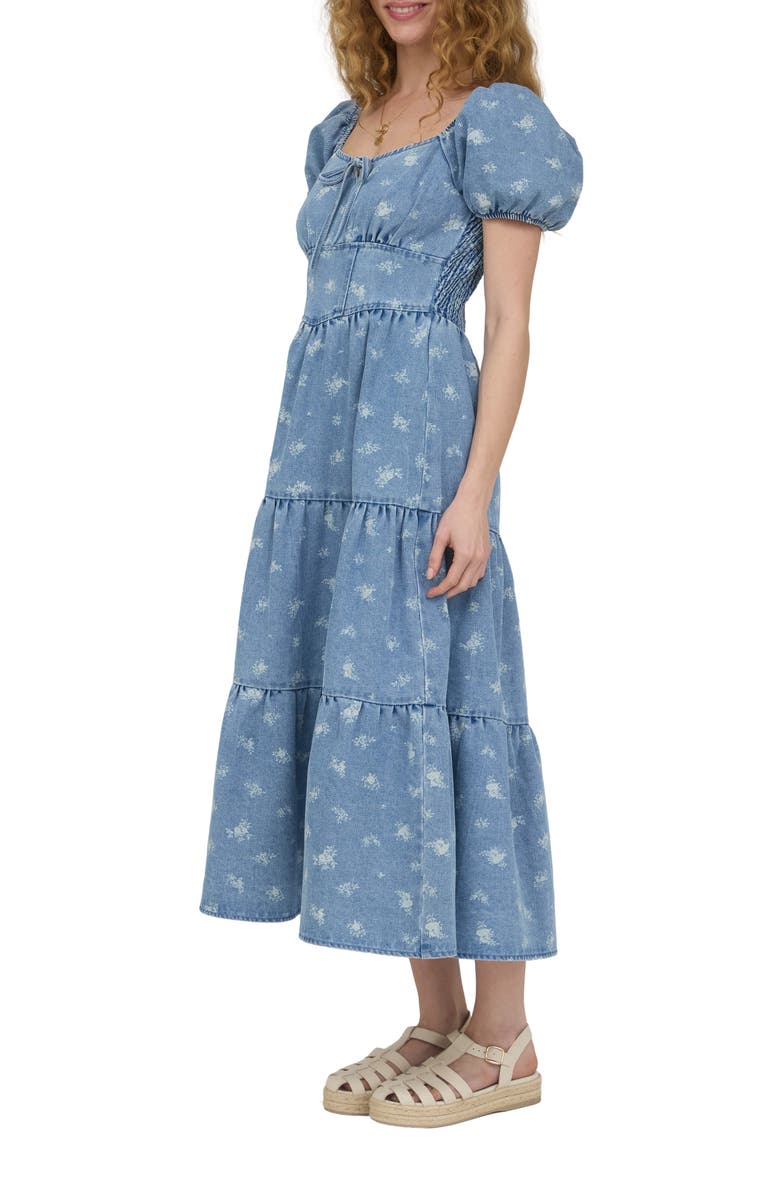 AUGUST SKY Floral Midi Dress, Alternate, color, Denim Blue