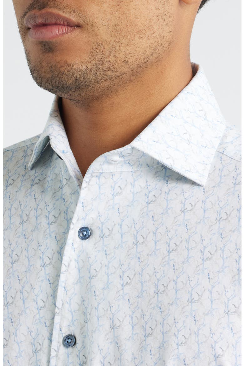 Devon OoohCotton® Abstract Print Button-Up Shirt, Alternate, color, AIR BLUE