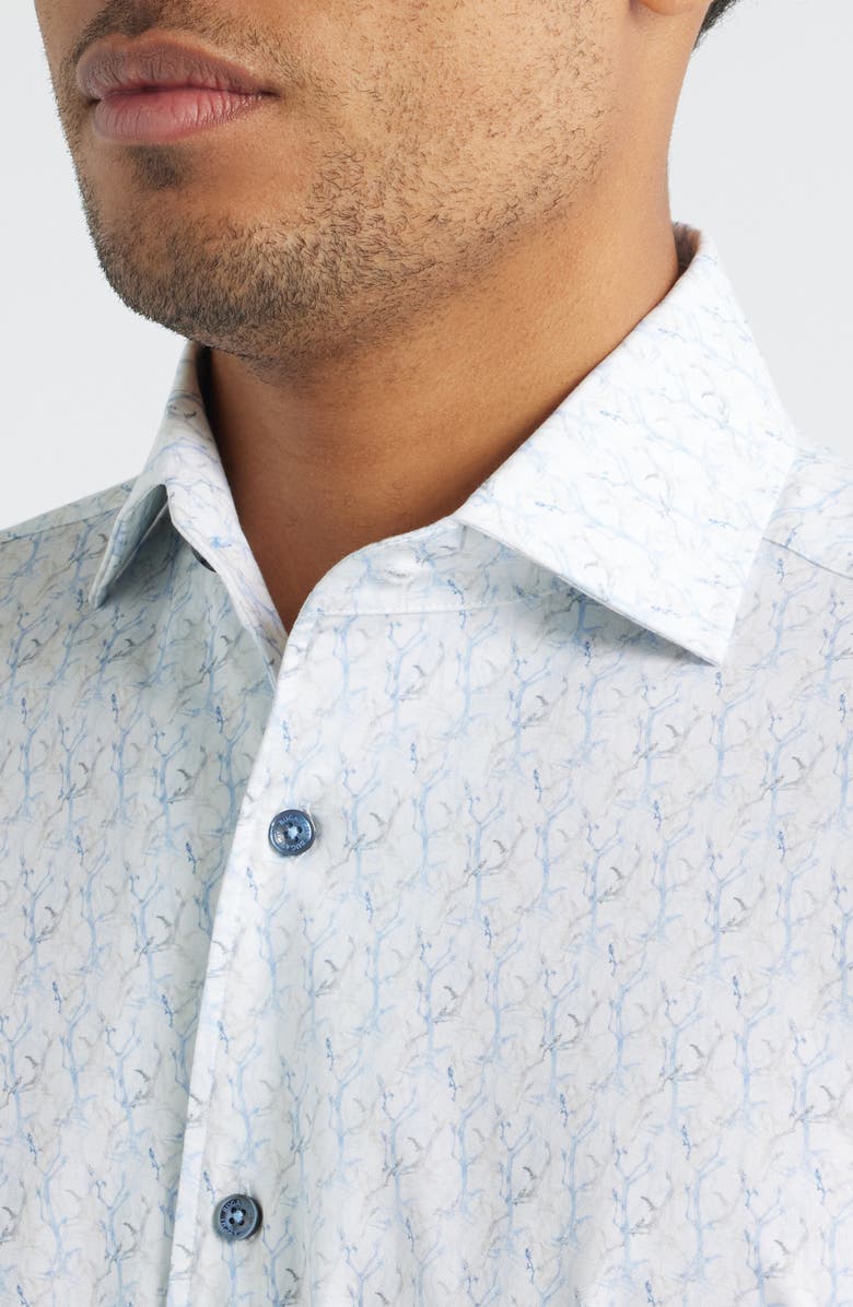 Bugatchi Devon OoohCotton<sup>®</sup> Abstract Print Button-Up Shirt, Alternate, color, Air Blue