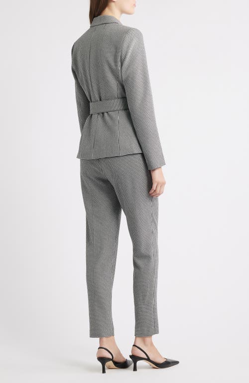 Tahari Asl Houndstooth Belted Jumpsuit In Gray